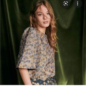 Sézane Gabrielle Jacquard Fleur Blouse NWT Size 36 4